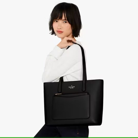 Kate Spade Black Staci PVC Large Tote Set - Picture 5 of 5